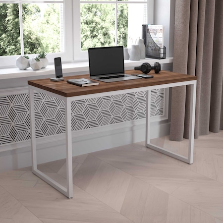 Flash Furniture 47"L Commercial Industrial Office Desk in Walnut GC-GF156-12-WAL-WH-GG